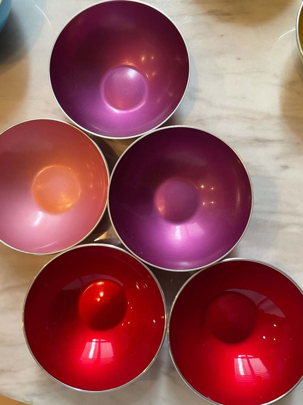 Vintage Emalox Norway Anodized Aluminum Bowls, Set 5, 4-Inch diam